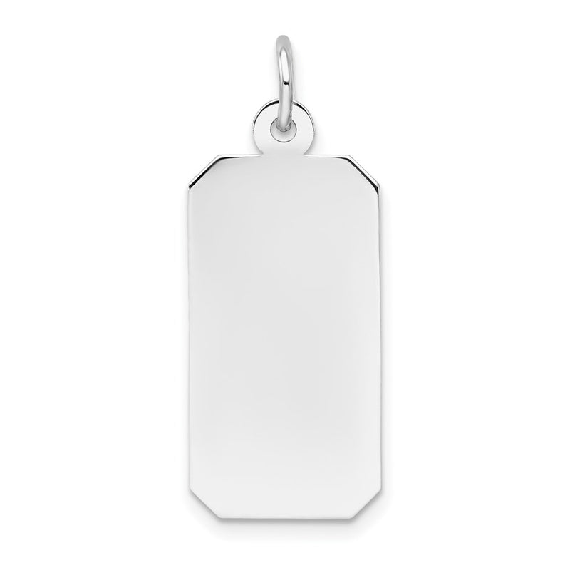 14k White Gold Plain Rectangular Engravable Charm