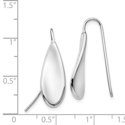 14K White Gold Curved Tear Drop Wire Earrings