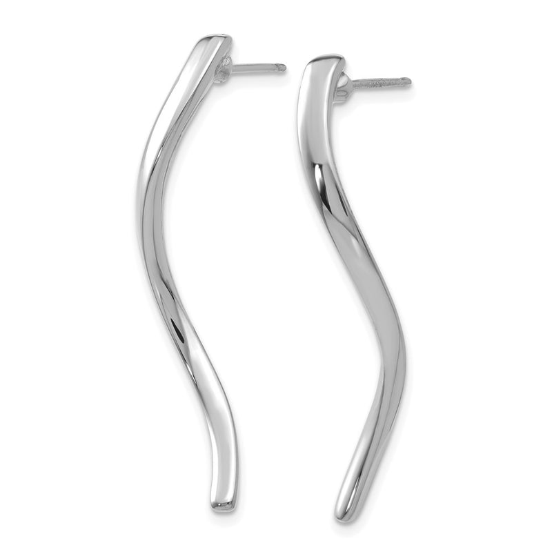 14K White Gold Long Curled Post Earrings