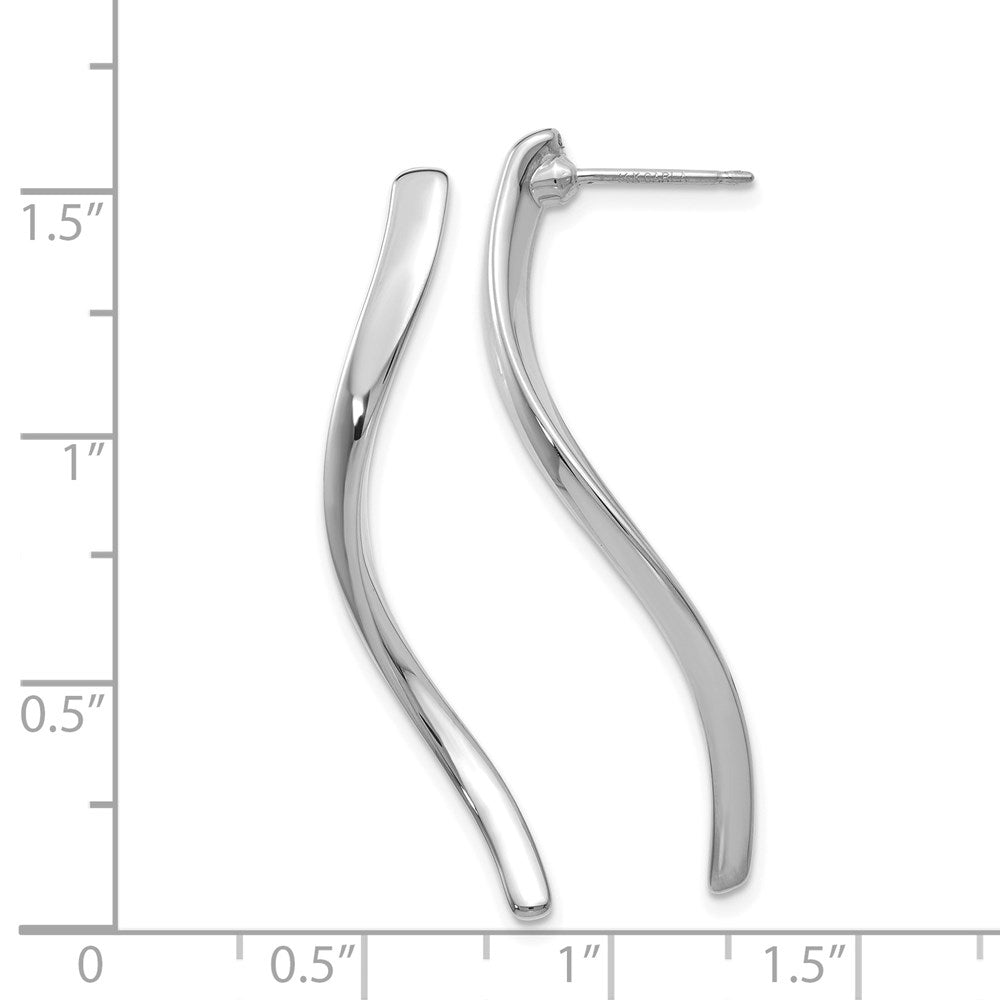 14K White Gold Long Curled Post Earrings