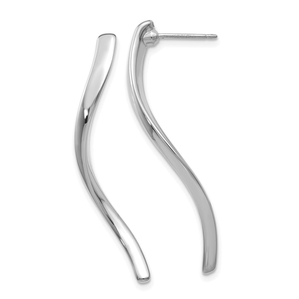 14K White Gold Long Curled Post Earrings