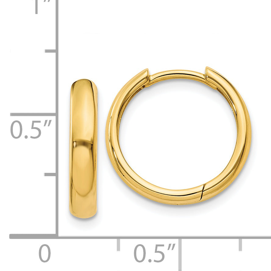 14K Yellow Gold Round Hinged Hoop Earrings