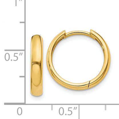 14K Yellow Gold Round Hinged Hoop Earrings