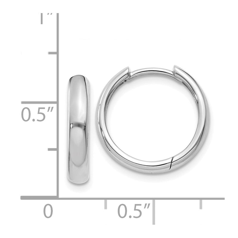 14K White Gold Round Hinged Hoop Earrings