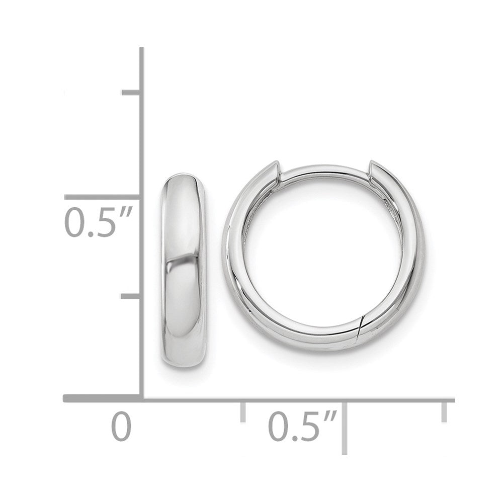 14K White Gold Round Hinged Hoop Earrings