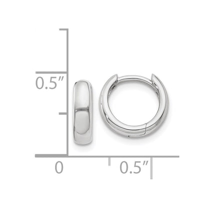 14K White Gold Round Hinged Hoop Earrings