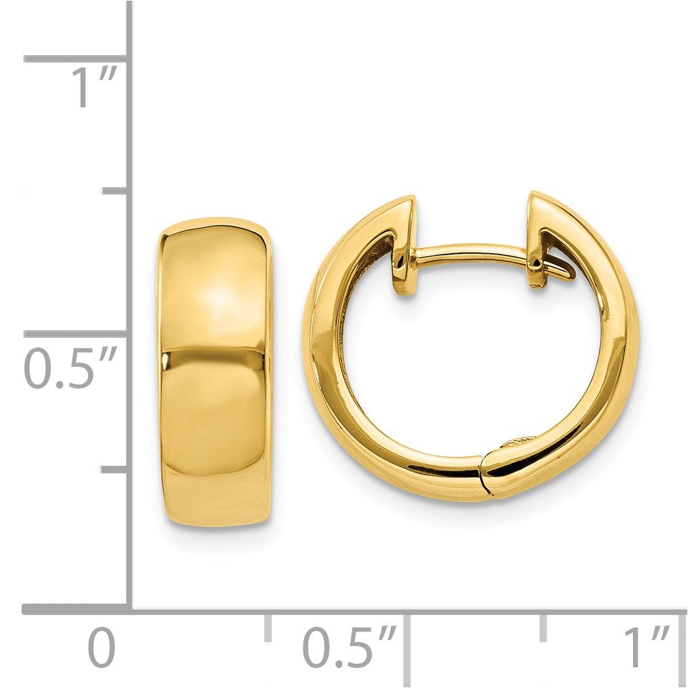 14K Yellow Gold Round Hinged Hoop Earrings