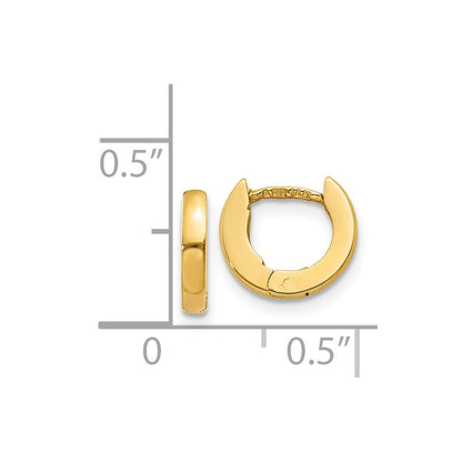 14K Yellow Gold Polished Round Hinged Hoop Earrings