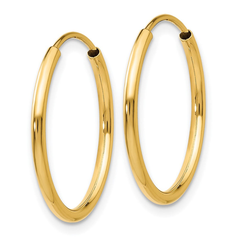 14K Yellow Gold 1.5mm Polished Round Endless Hoop Earrings