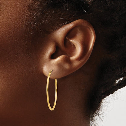 14K Yellow Gold 1.5mm Polished Round Endless Hoop Earrings