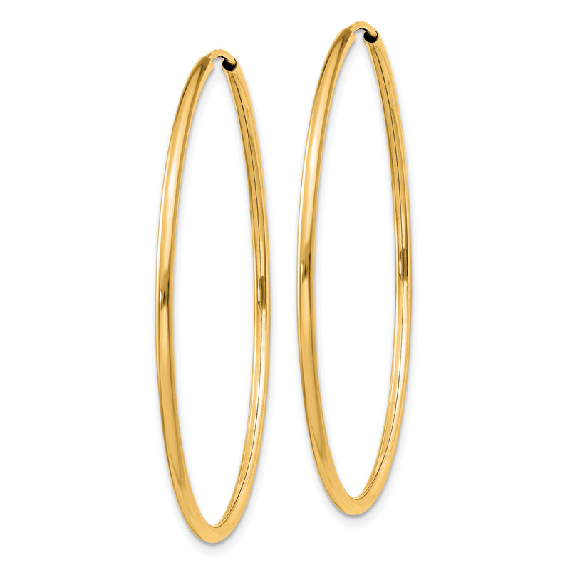 14K Yellow Gold 1.5mm Polished Round Endless Hoop Earrings