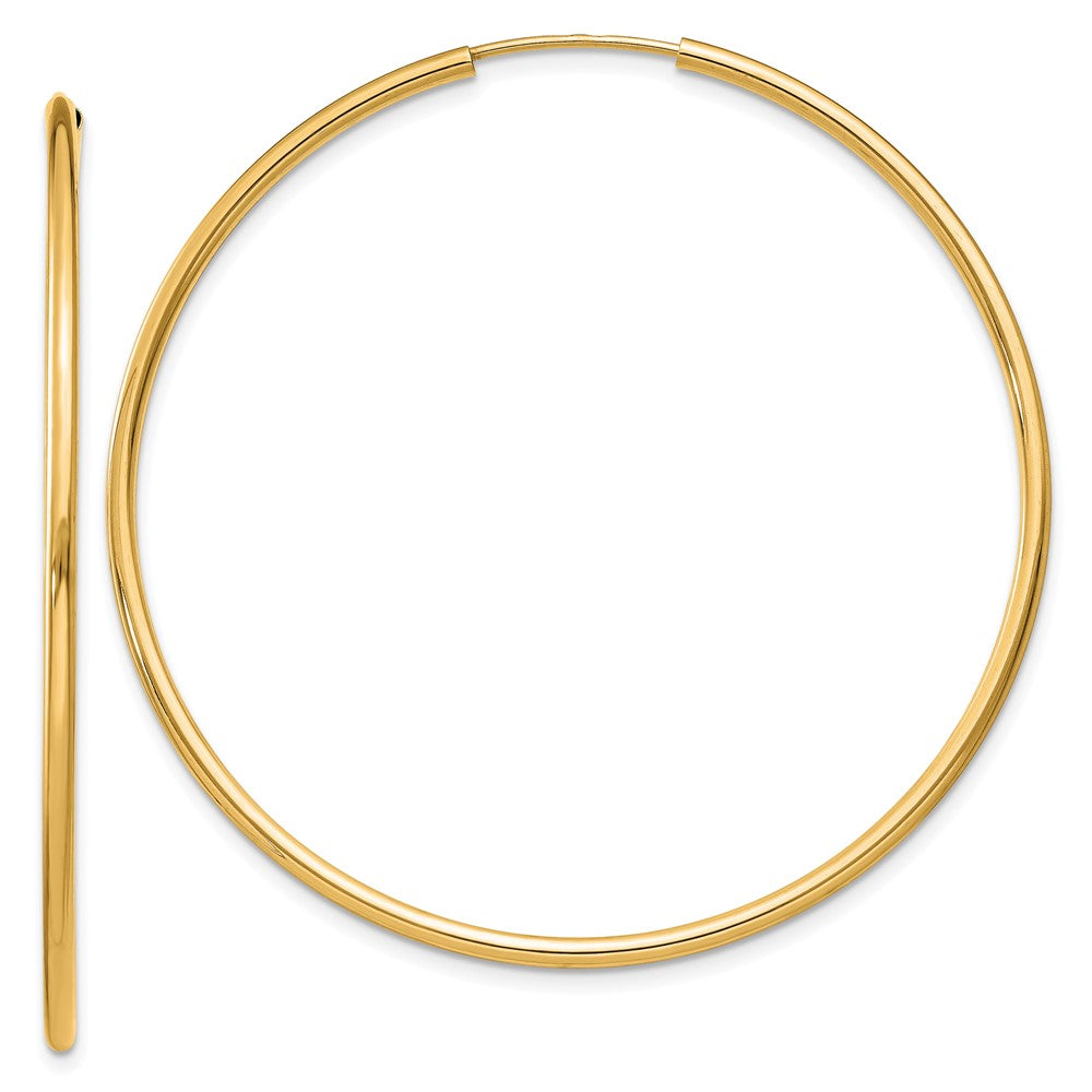 14K Yellow Gold 1.5mm Polished Round Endless Hoop Earrings