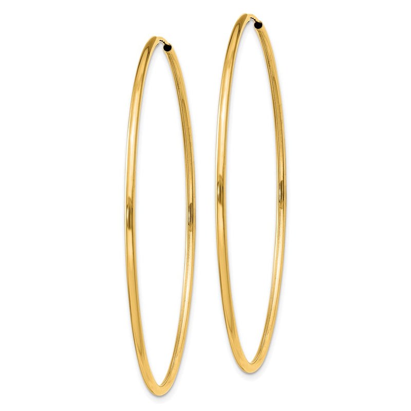 14K Yellow Gold 1.5mm Polished Round Endless Hoop Earrings