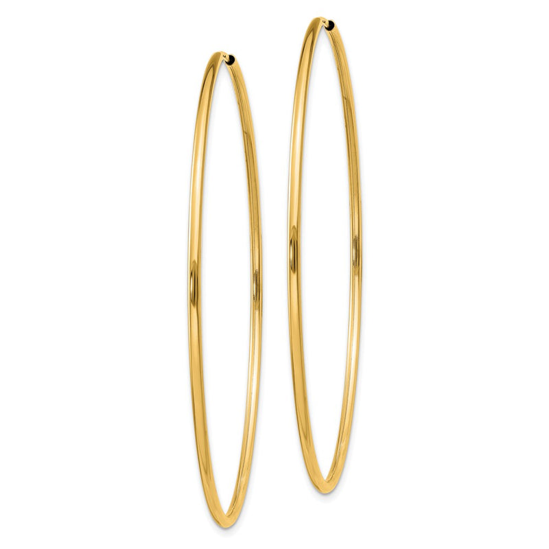 14K Yellow Gold 1.5mm Polished Round Endless Hoop Earrings