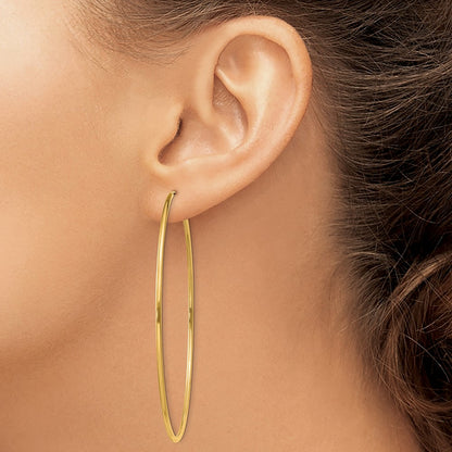 14K Yellow Gold 1.5mm Polished Round Endless Hoop Earrings