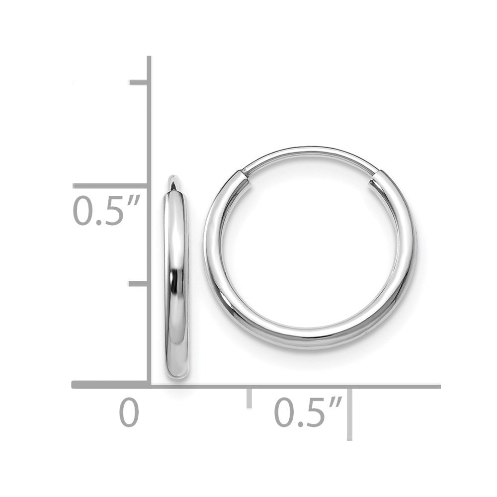 14K White Gold 1.5mm Polished Endless Hoop Earrings