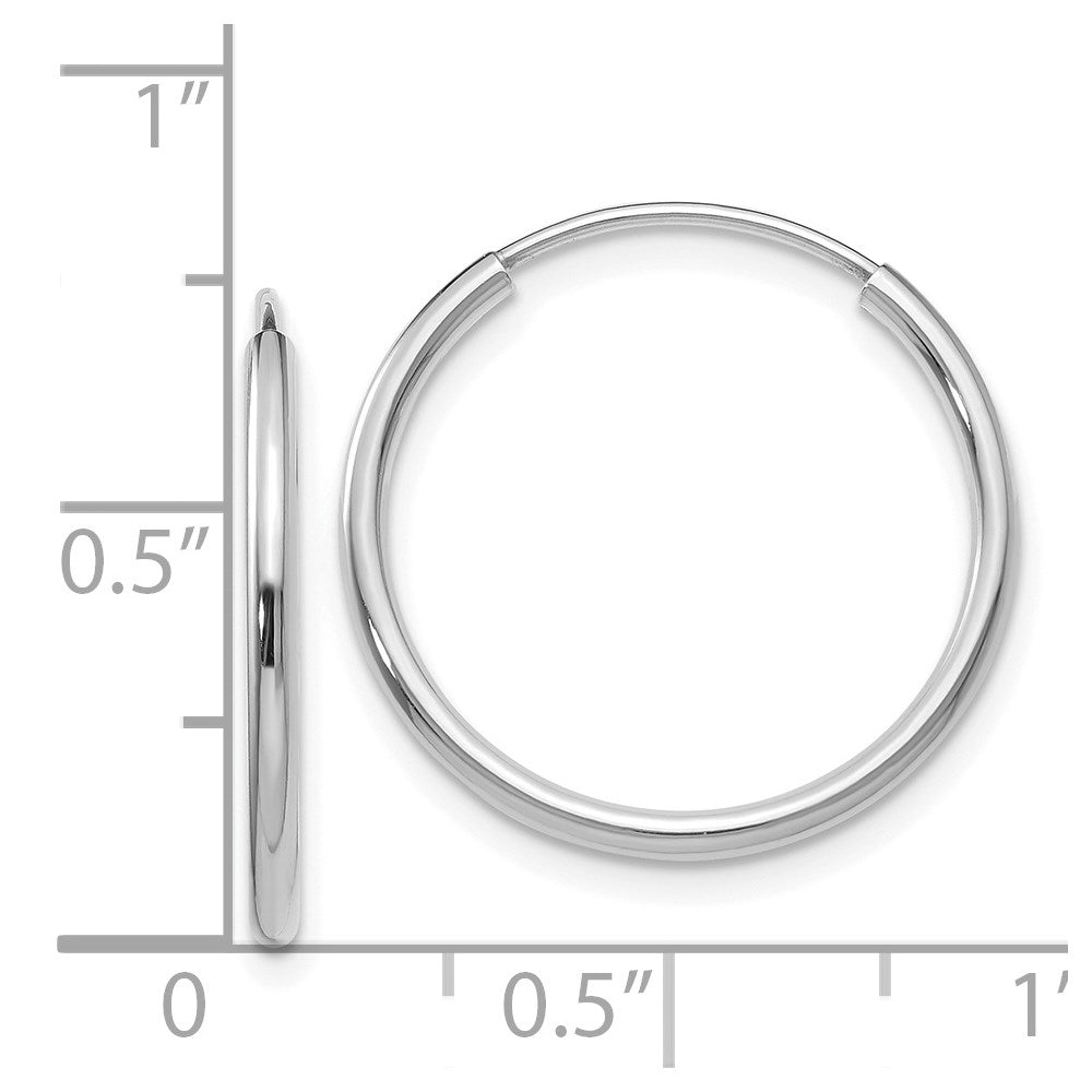 14K White Gold 1.5mm Polished Endless Hoop Earrings