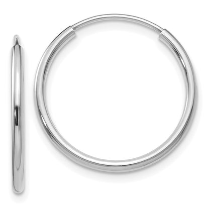 14K White Gold 1.5mm Polished Endless Hoop Earrings