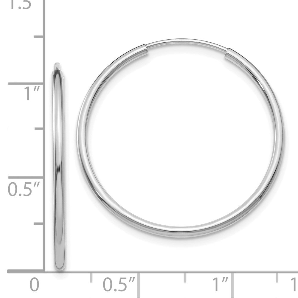 14K White Gold 1.5mm Polished Endless Hoop Earrings
