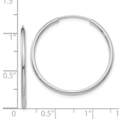 14K White Gold 1.5mm Polished Endless Hoop Earrings