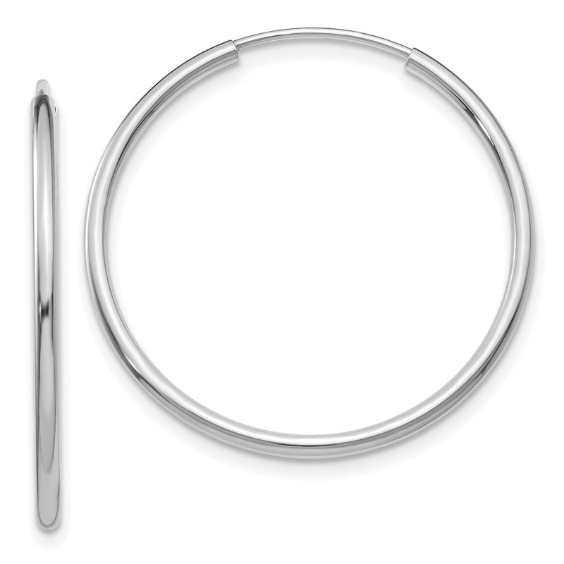 14K White Gold 1.5mm Polished Endless Hoop Earrings