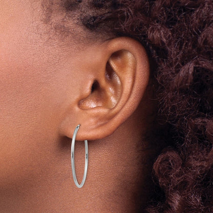 14K White Gold 1.5mm Polished Endless Hoop Earrings