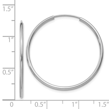 14K White Gold 1.5mm Polished Endless Hoop Earrings