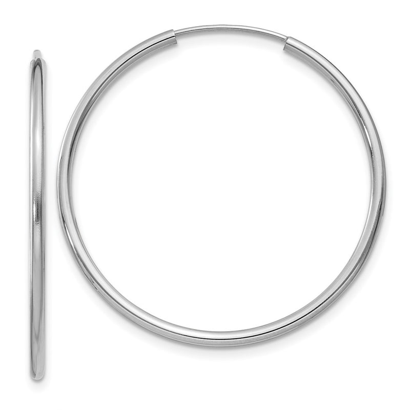 14K White Gold 1.5mm Polished Endless Hoop Earrings