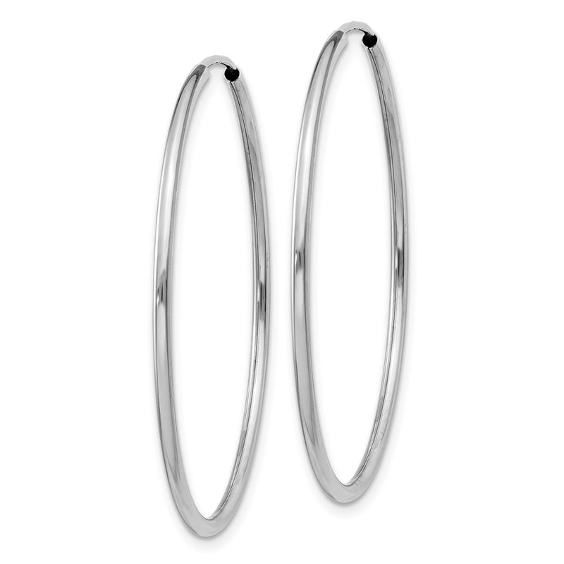 14K White Gold 1.5mm Polished Endless Hoop Earrings