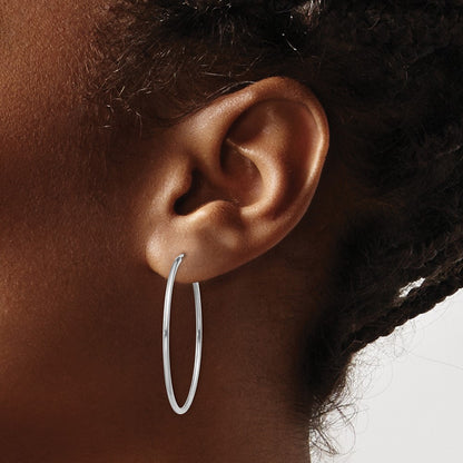 14K White Gold 1.5mm Polished Endless Hoop Earrings