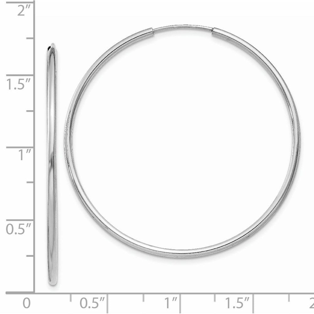 14K White Gold 1.5mm Polished Endless Hoop Earrings