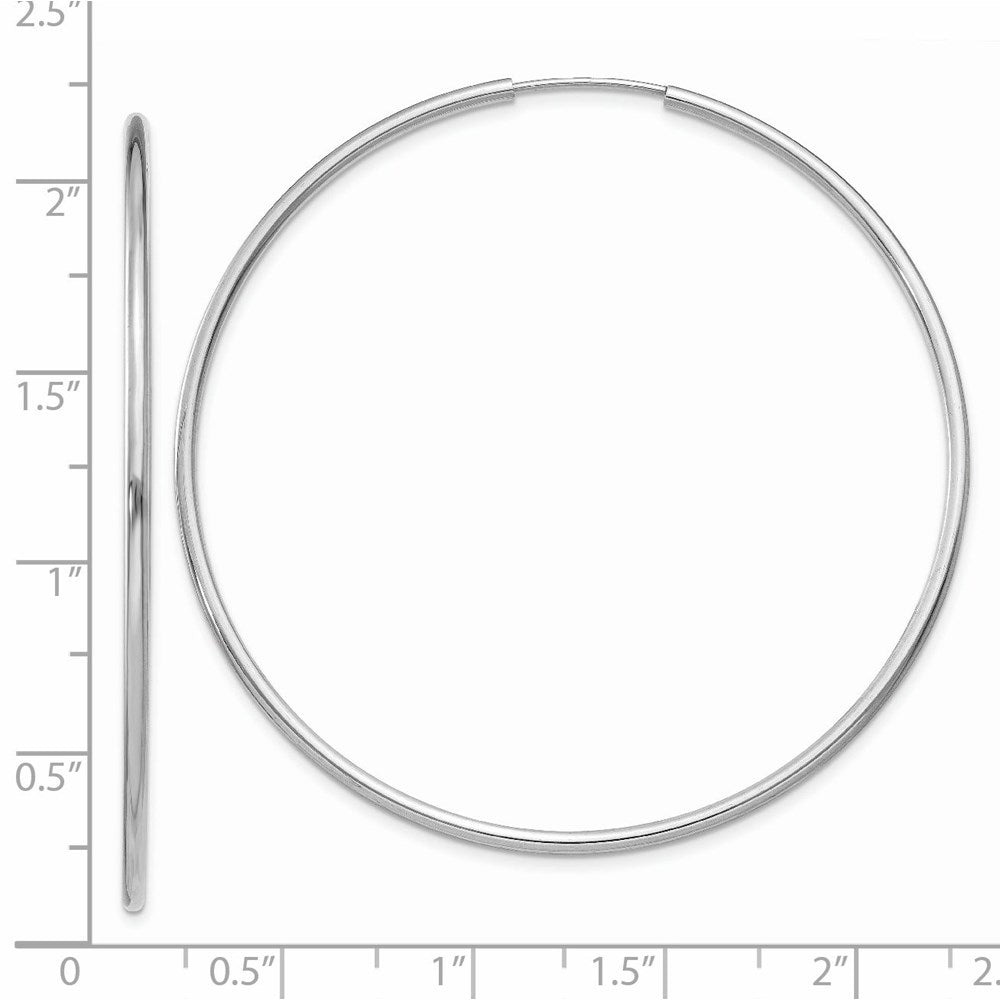 14K White Gold 1.5mm Polished Endless Hoop Earrings