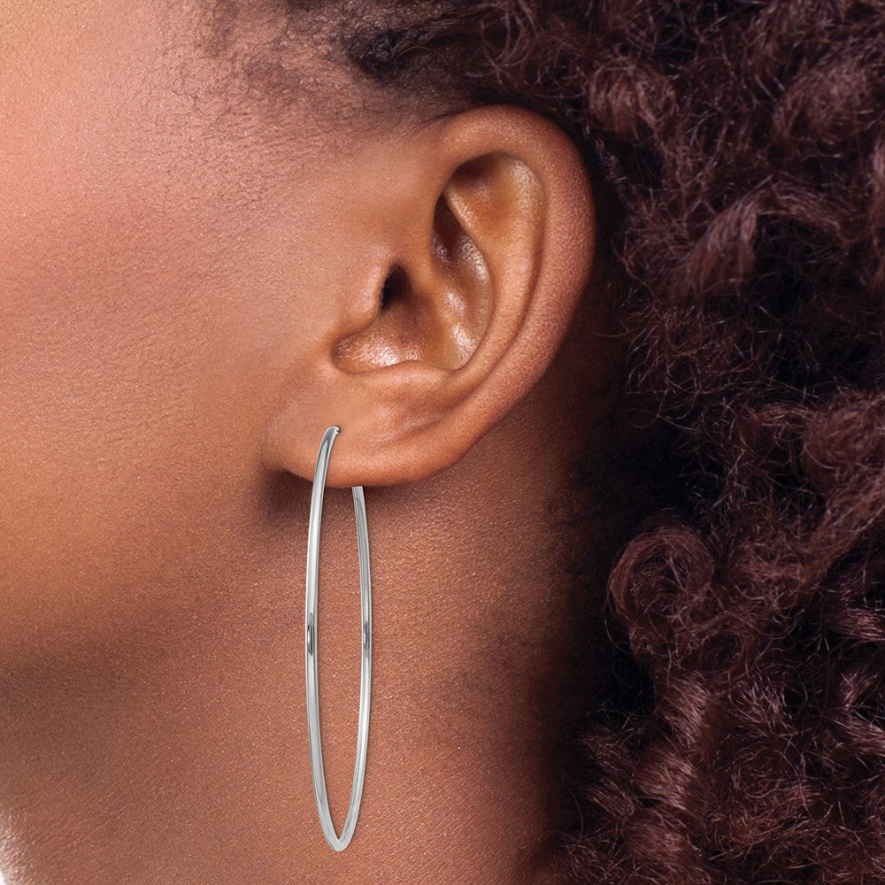 14K White Gold 1.5mm Polished Endless Hoop Earrings