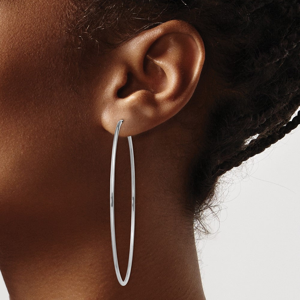 14K White Gold 1.5mm Polished Endless Hoop Earrings