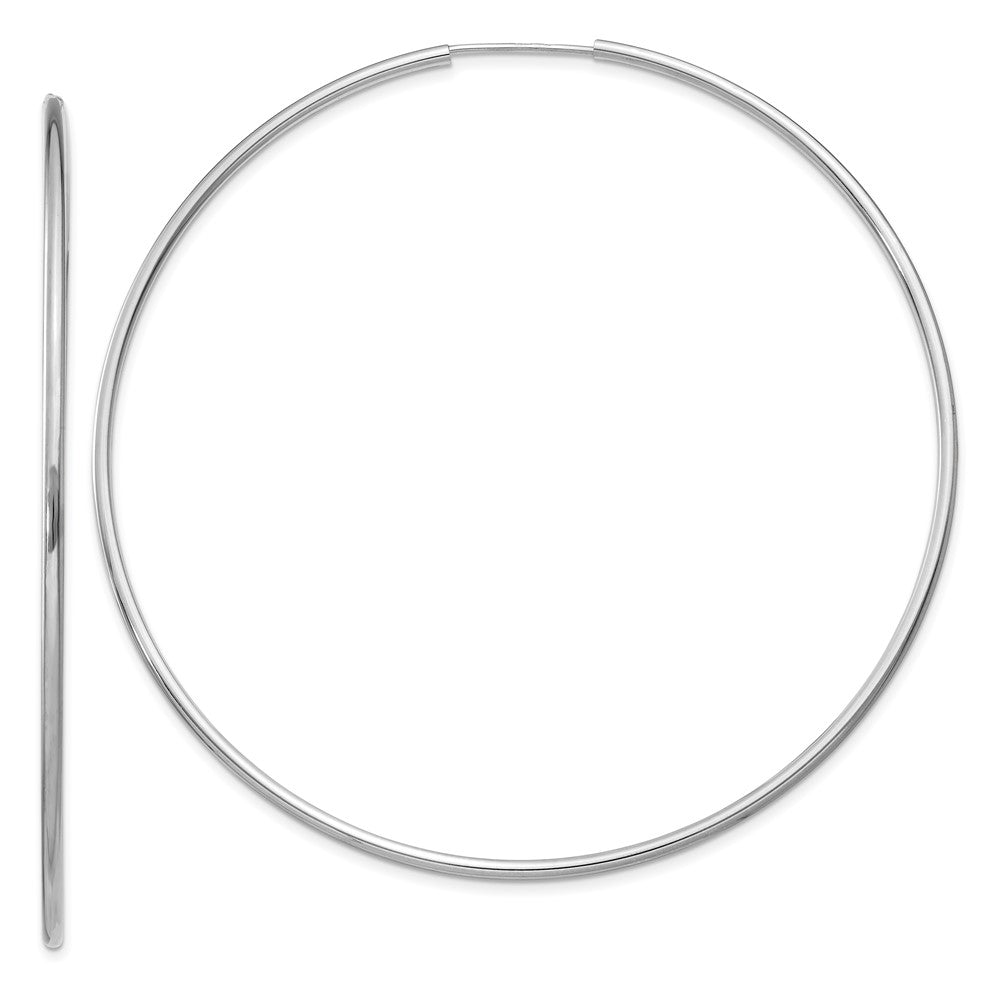 14K White Gold 1.5mm Polished Endless Hoop Earrings