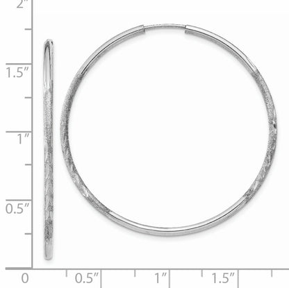 14K White Gold 1.5mm Diamond Cut Endless Hoop Earrings