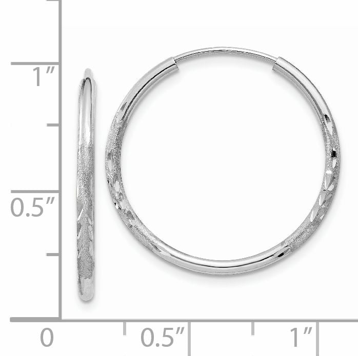 14K White Gold 1.5mm Diamond Cut Endless Hoop Earrings