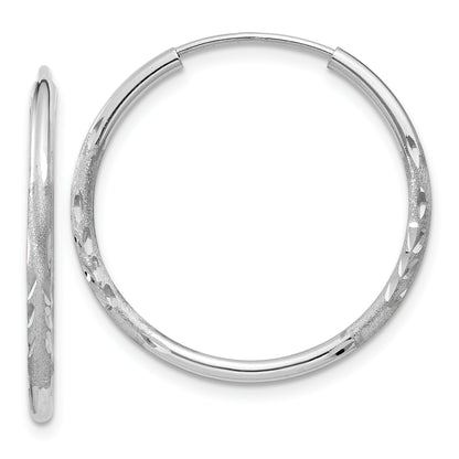 14K White Gold 1.5mm Diamond Cut Endless Hoop Earrings