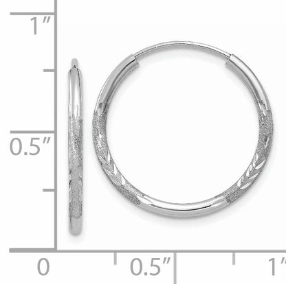 14K White Gold 1.5mm Diamond Cut Endless Hoop Earrings