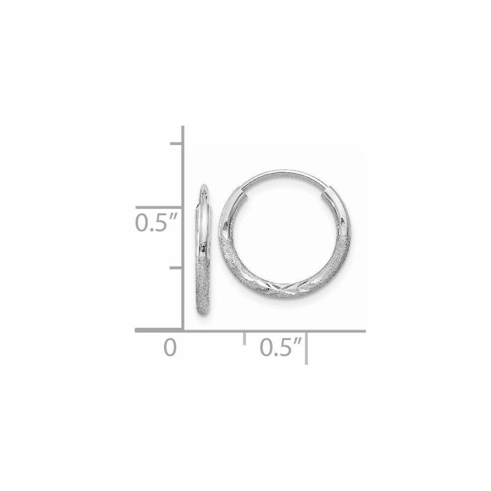 14K White Gold 1.5mm Diamond Cut Endless Hoop Earrings