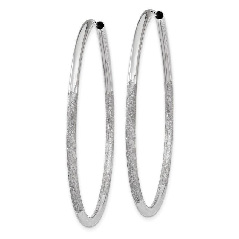 14K White Gold 2mm Diamond Cut Endless Hoop Earrings