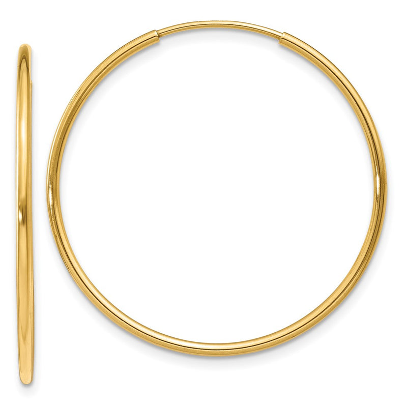 14K Yellow Gold 1.25mm Endless Hoop Earring