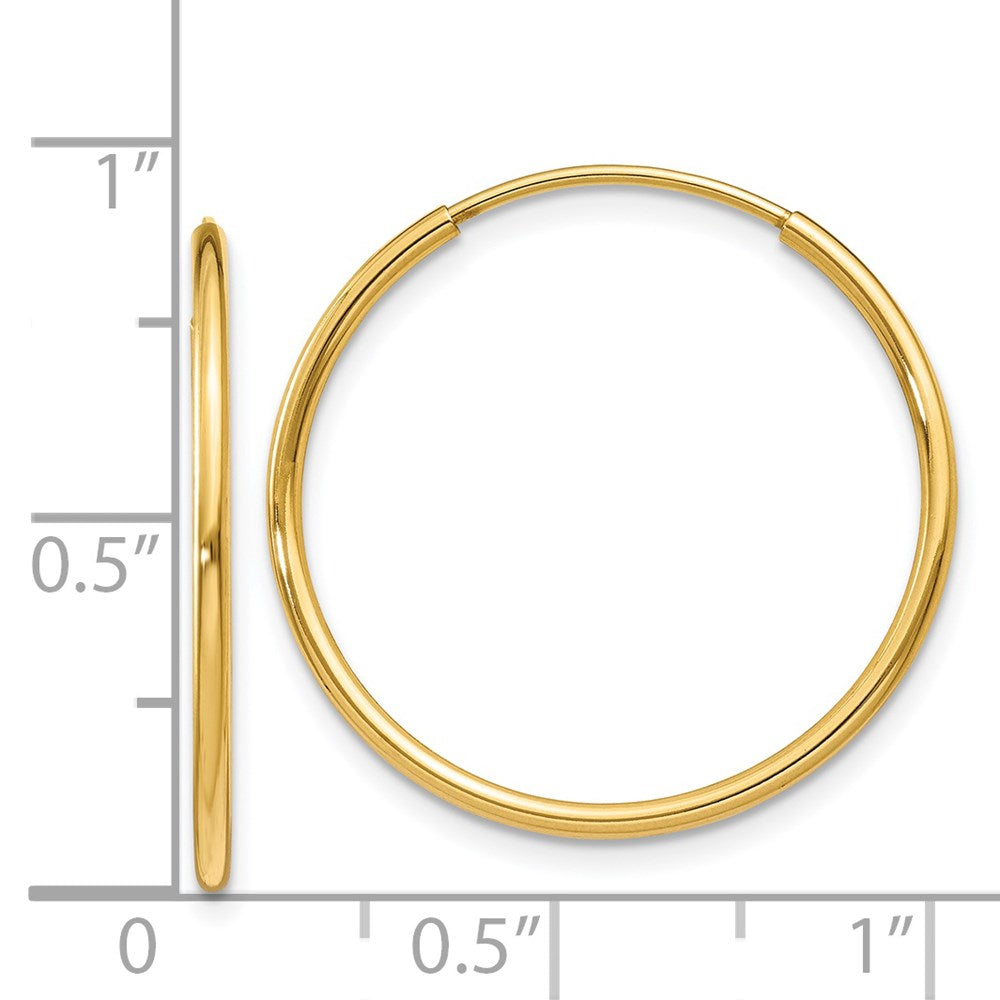 14K Yellow Gold 1.25mm Endless Hoop Earring