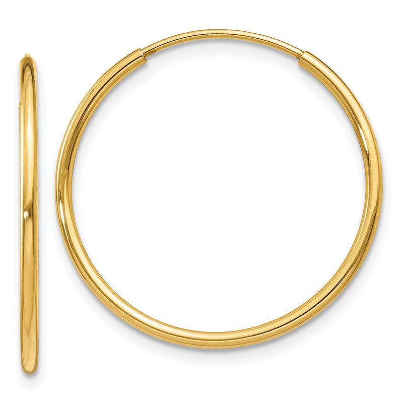 14K Yellow Gold 1.25mm Endless Hoop Earring