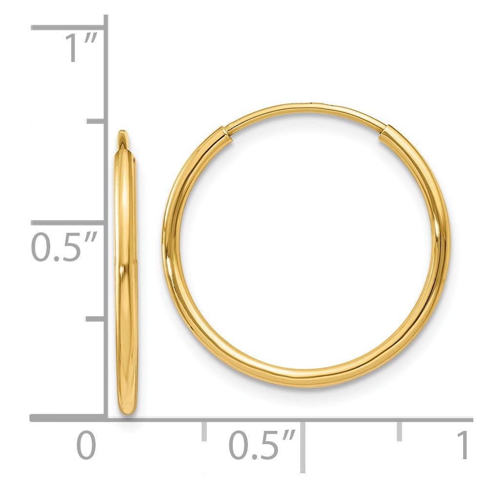 14K Yellow Gold 1.25mm Endless Hoop Earring