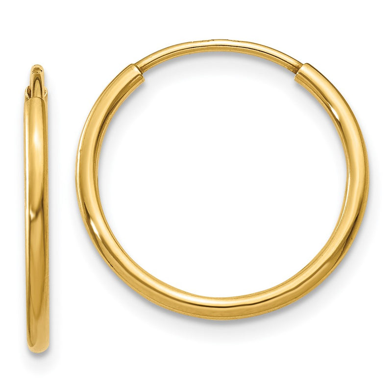 14K Yellow Gold 1.25mm Endless Hoop Earring