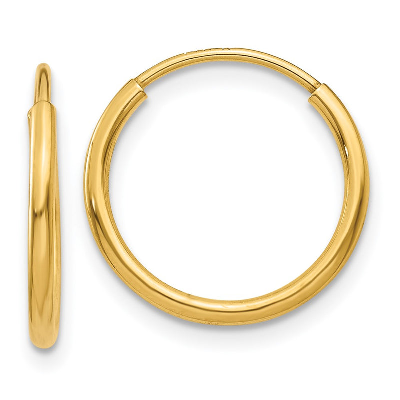14K Yellow Gold 1.25mm Endless Hoop Earring
