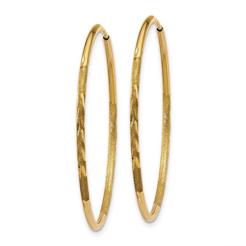 14K Yellow Gold 1.25mm Diamond Cut Endless Hoop Earring