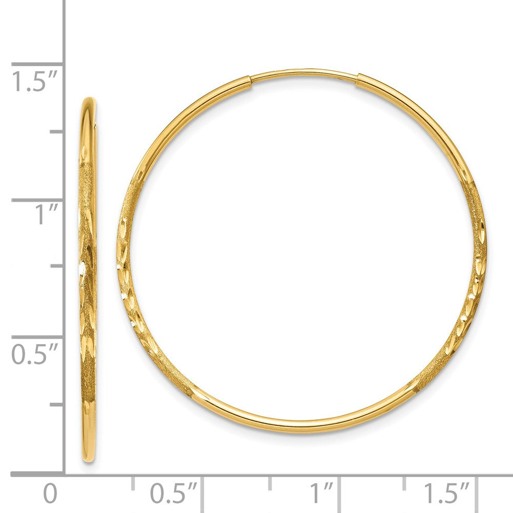 14K Yellow Gold 1.25mm Diamond Cut Endless Hoop Earring
