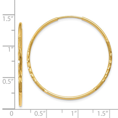14K Yellow Gold 1.25mm Diamond Cut Endless Hoop Earring